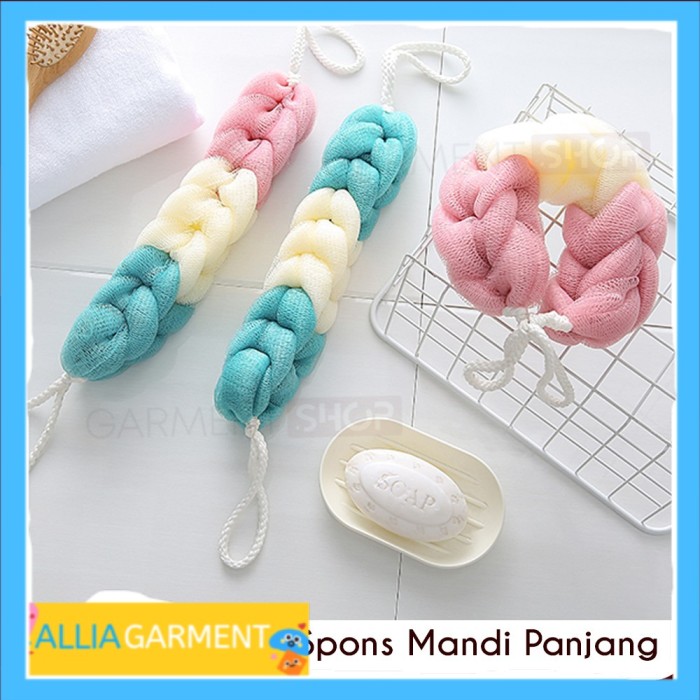 Spons Mandi Panjang Lembut Busa Untuk Punggung Badan Shower Puff