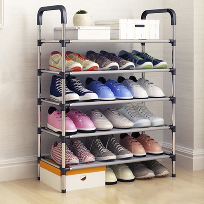 Rak Sepatu Portable 5 Tingkat Tempat Penyimpanan Sepatu Sandal