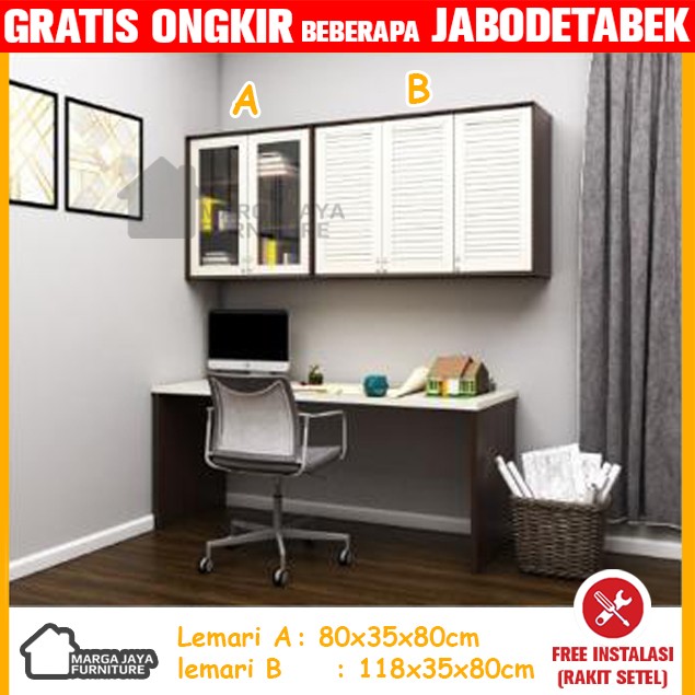 Lemari gantung belajar rak buku kitchen set dinding serbaguna