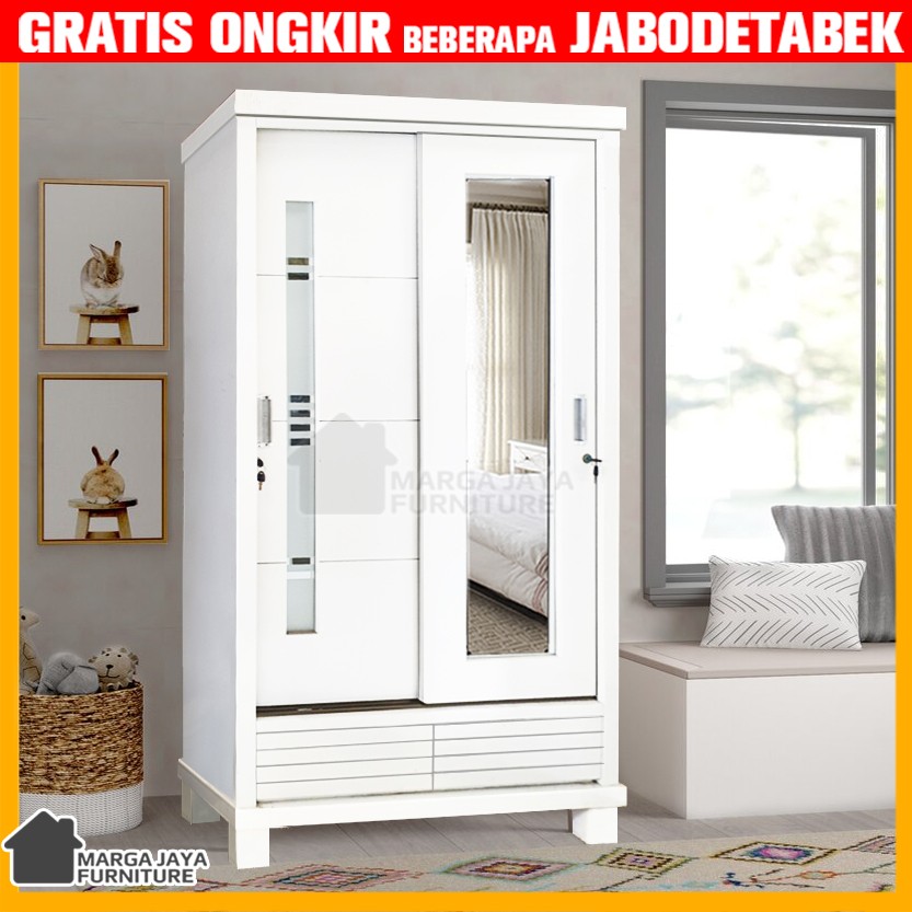 Lemari Pakaian Sliding Blockteak Pintu Laci Minimalis Duco kayu