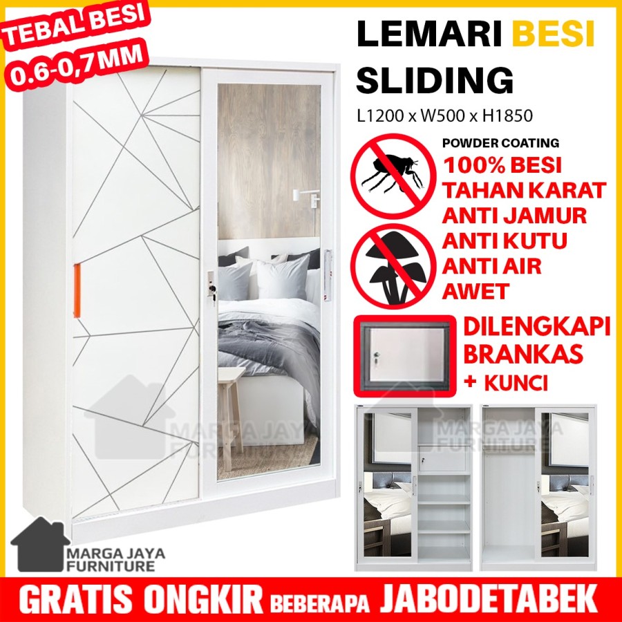 Jual Lemari Baju Pakaian Besi Jumbo Sliding Pintu Anti Rayap Banjir