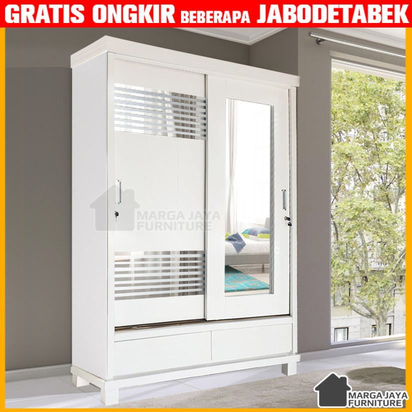 Lemari Pakaian Sliding Blockteak Pintu Laci Minimalis Duco kayu