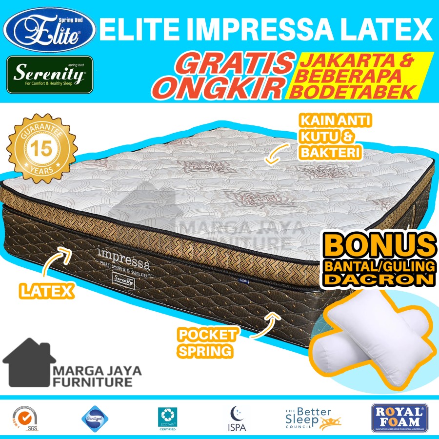 Jual Kasur Spring Bed Elite Serenity Pocket Latex Plushtop X Matras