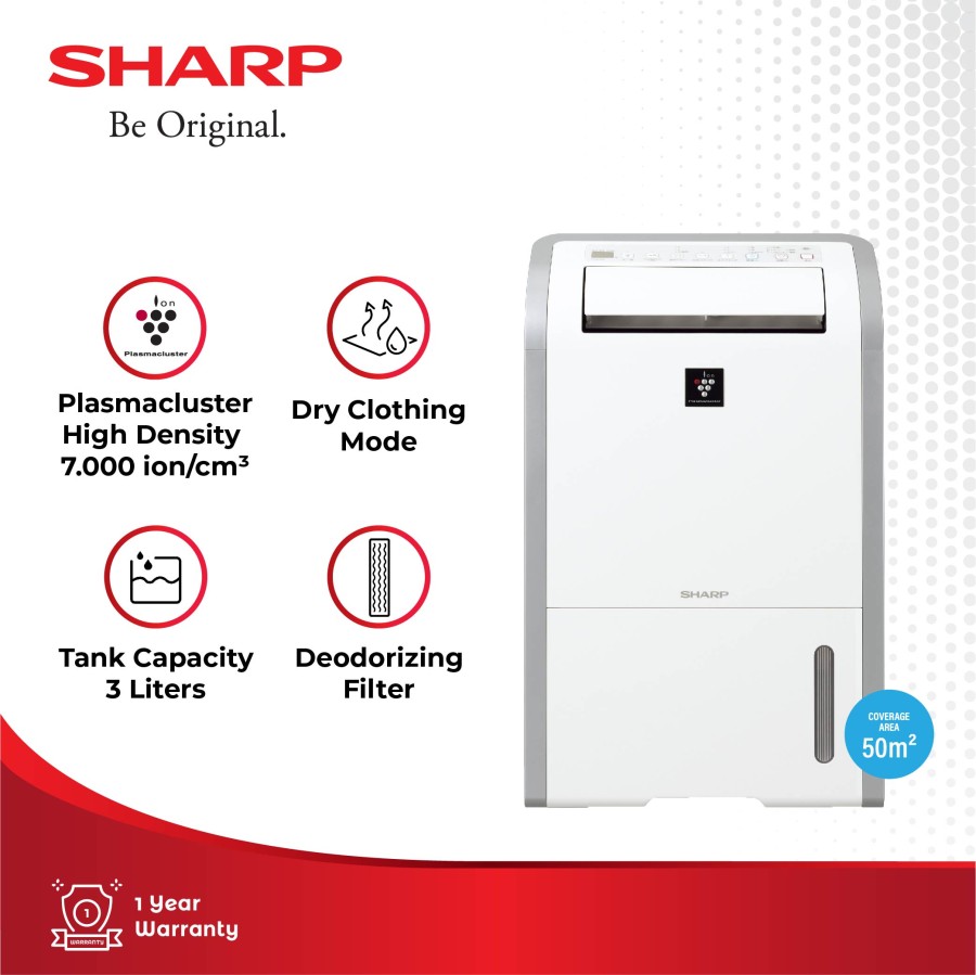 Sharp Dehumidifier DW-D20A-W Plasmacluster High density 7.000 ion