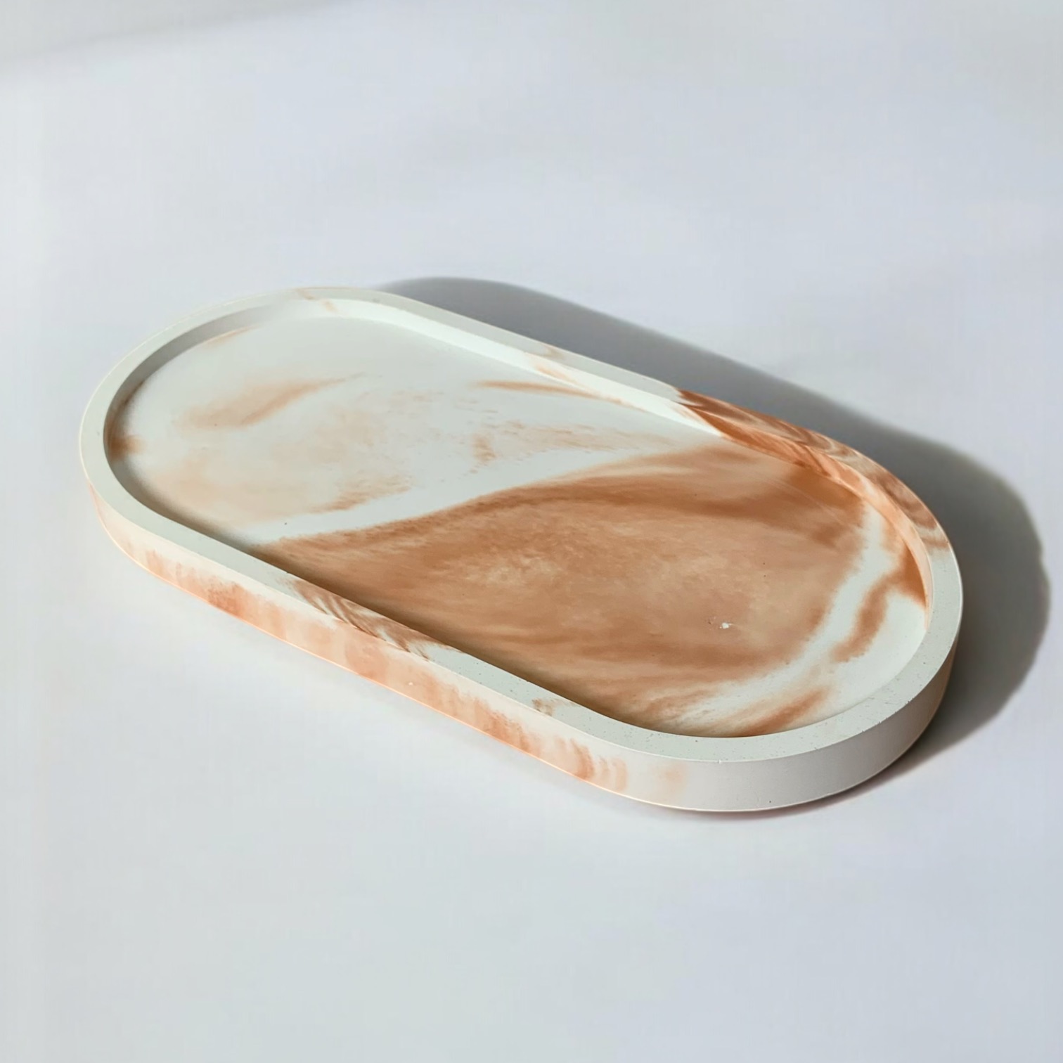 Tray Aesthetic Oval Large Marble Brown / Trinket Tray Eco-Resin
