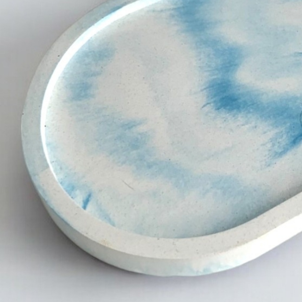 Tempat Perhiasan Oval Tray Marble Biru / Trinket Tray Eco-Resin