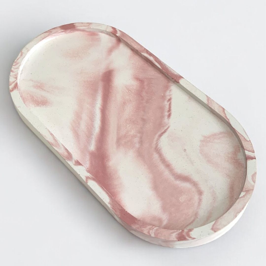 Tempat Perhiasan Oval Tray Marble Maroon / Trinket Tray Eco-Resin
