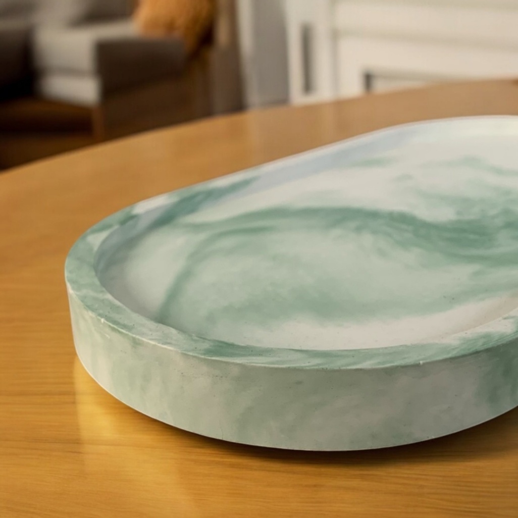 Tempat Perhiasan Oval Tray Marble Hijau / Trinket Tray Eco-Resin