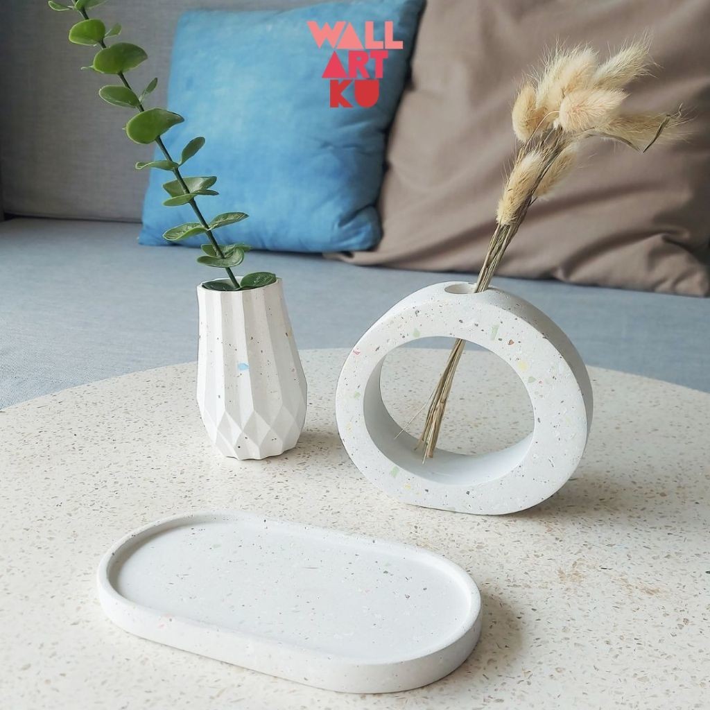 Vas Bunga Terrazzo Festive O Vase Eco-Resin BONUS Glass Tube