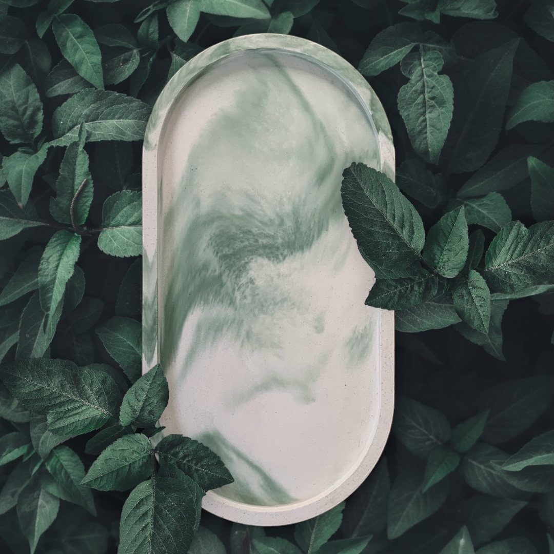 Tempat Perhiasan Oval Tray Marble Hijau / Trinket Tray Eco-Resin