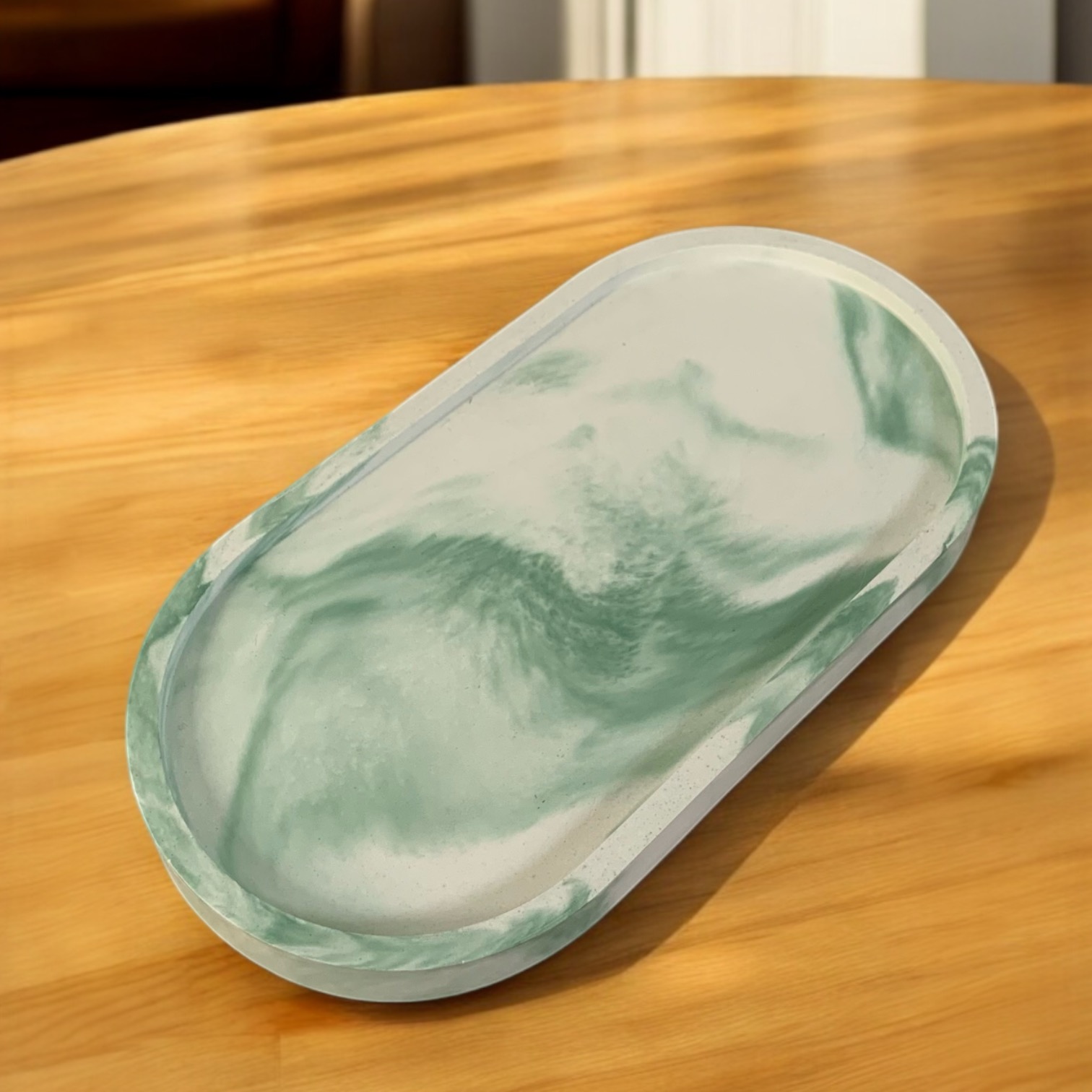 Tempat Perhiasan Oval Tray Marble Hijau / Trinket Tray Eco-Resin