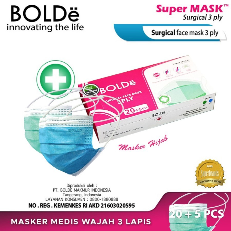 BOLDe Super Mask Surgical Hijab Headloop 3 ply (25 pcs)