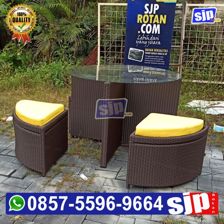 085755969664, jual dinning set rotan sintetis