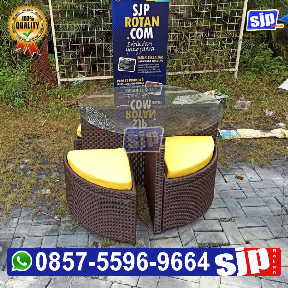 085755969664, jual dinning set rotan sintetis