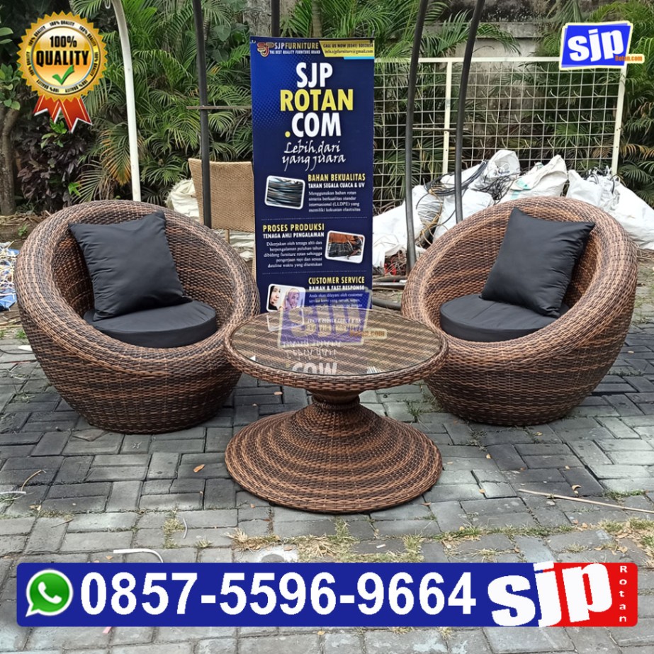 1 set sofa bulat rotan sintetis