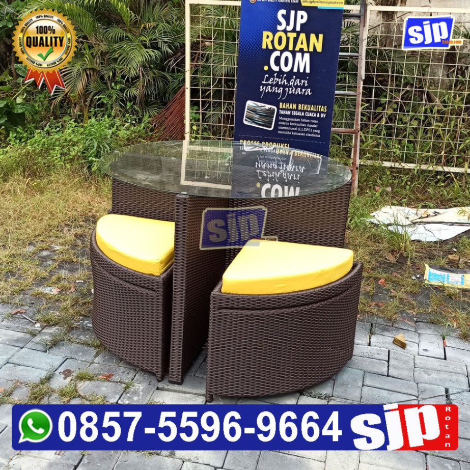 085755969664, jual dinning set rotan sintetis