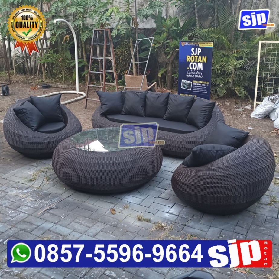 1 set sofa bulat rotan sintetisstandar bule internasional