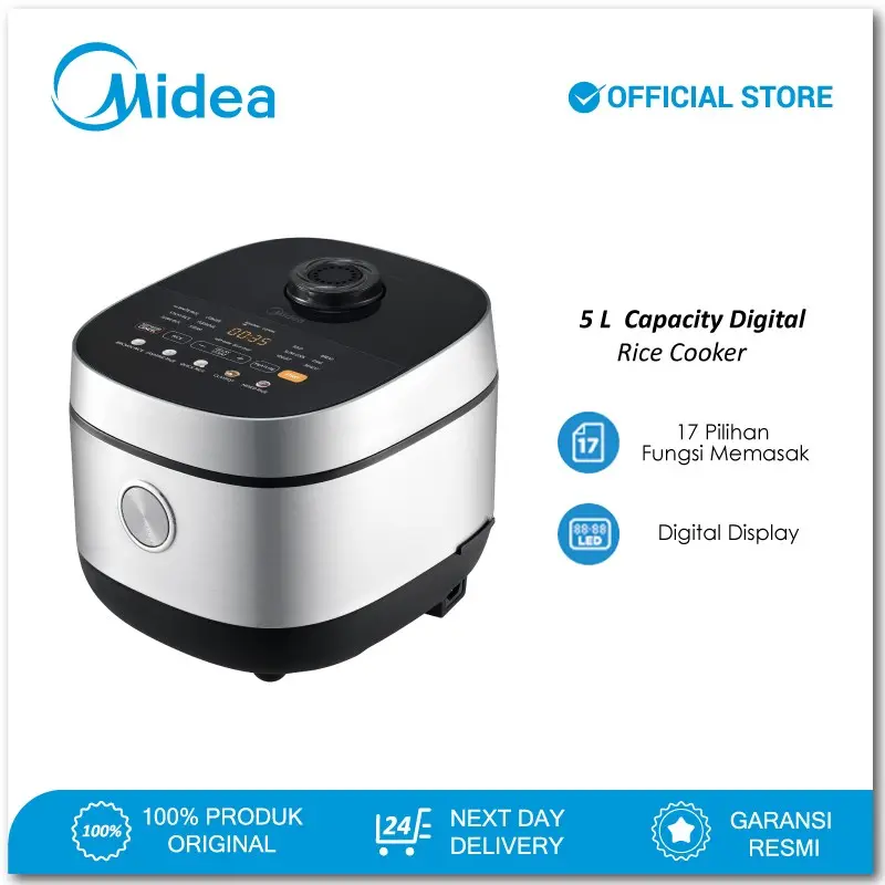 Jual Midea Digital Rice Cooker 5L MBFS5021W Non Stick Coating