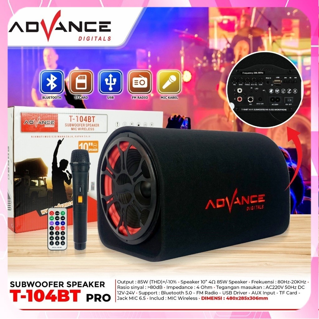 Jual Advance T104BT PRO Speaker Subwoofer 10 Inch Speaker