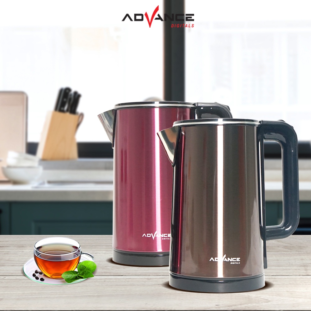 Teko Listrik Electric Kettle Advance AK185 Kapasitas 1.8 Liter Stainless Steel 304 Food Grade Pemanas Air Aman Di konsumsi Garansi