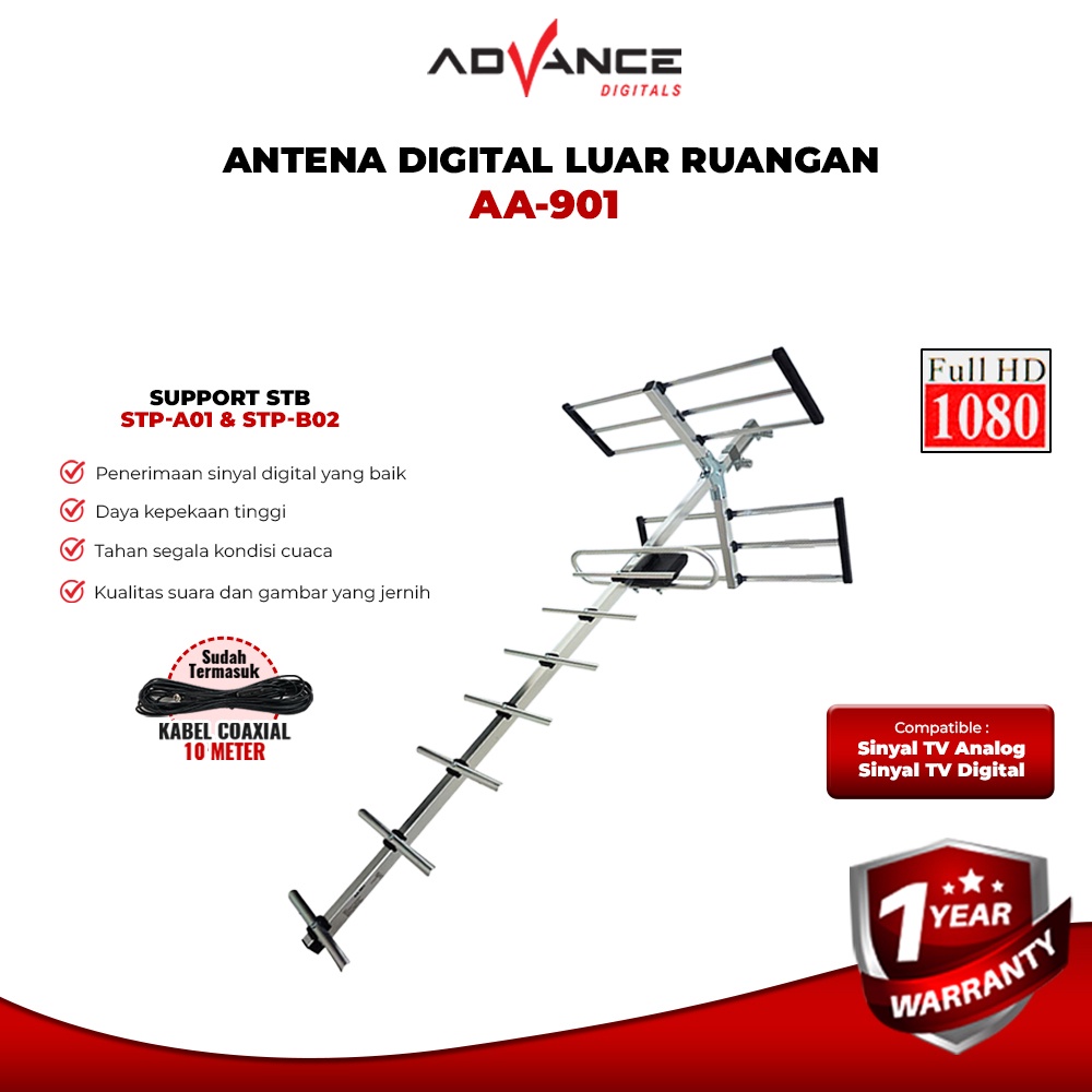 Advance AA-901 Antena Outdoor UHF Analog Digitals Supprot STB Tv Anti Karat Waterproof