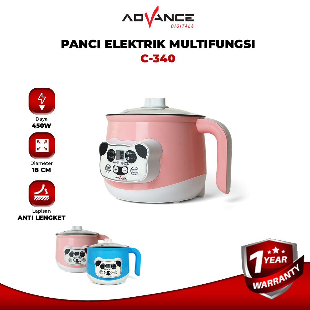 Advance C340 Panci Listrik Serbaguna Multifungsi Bisa Membuat Sup, Bubur, Hot Pot, dan Memasak Nasi Ukuran 1.5L