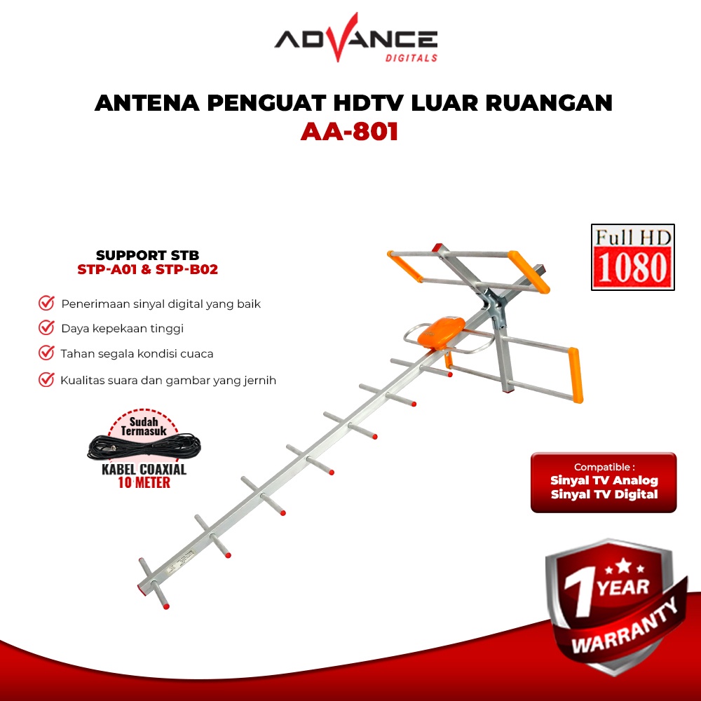 Advance AA-801 Antena Outdoor UHF Analog Digitals Support Set TopBox Tv Anti Karat Waterproof