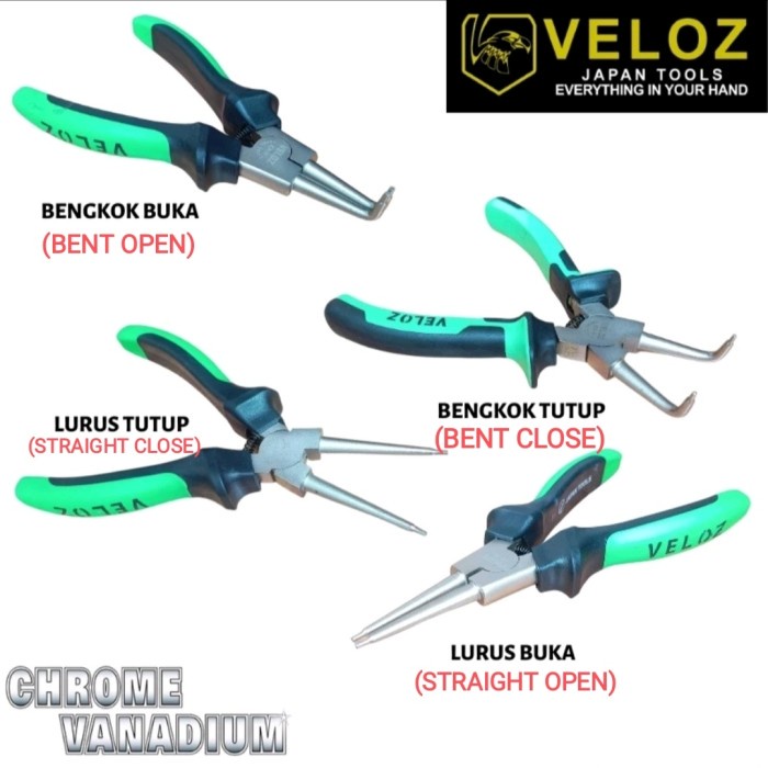 VELOZ ECERAN tang snap ring 7 inch LURUS/BENGKOK/BUKA/TUTUP circlip snapring (HARGA SATUAN)