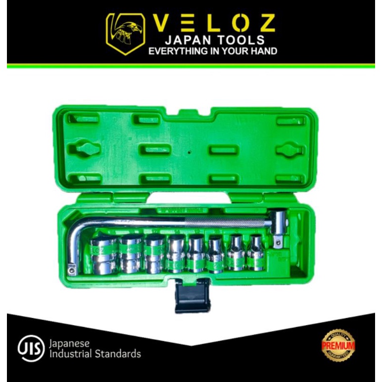 VELOZ kunci SOCK SET 11 pcs 8-24MM 1/2 INCH 6 PT box pvc socket wrench