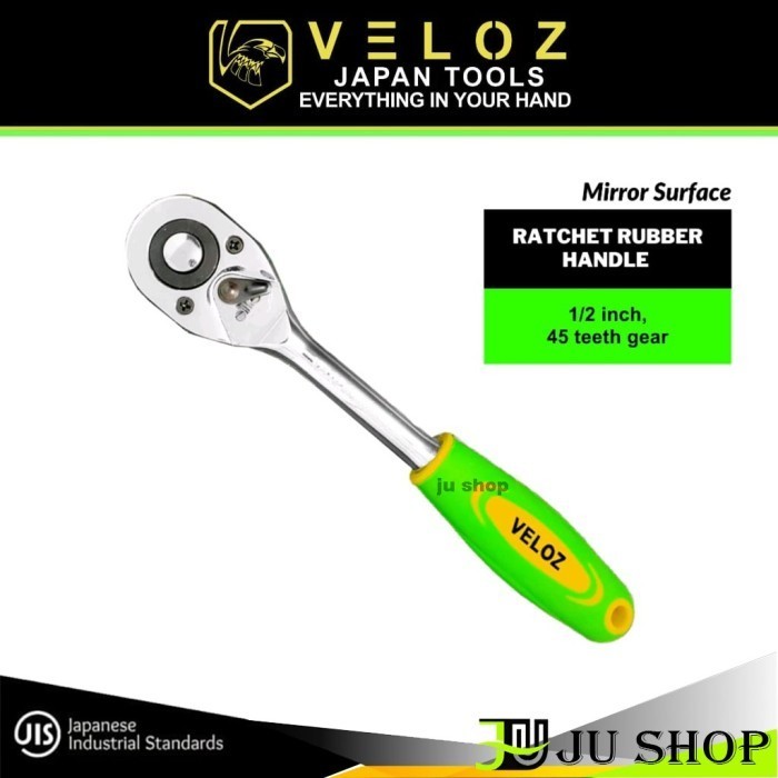 VELOZ ratchet (KARET) 1/2 X 10 inch 45T gagang karet sok sock socket handle