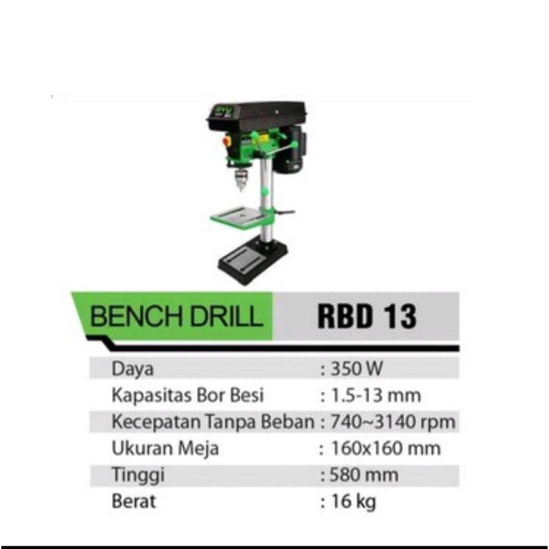 Jual Ryu Mesin Bor Duduk Mm Bench Drill Rbd Rbd Bor Duduk Ukuran Mm Original