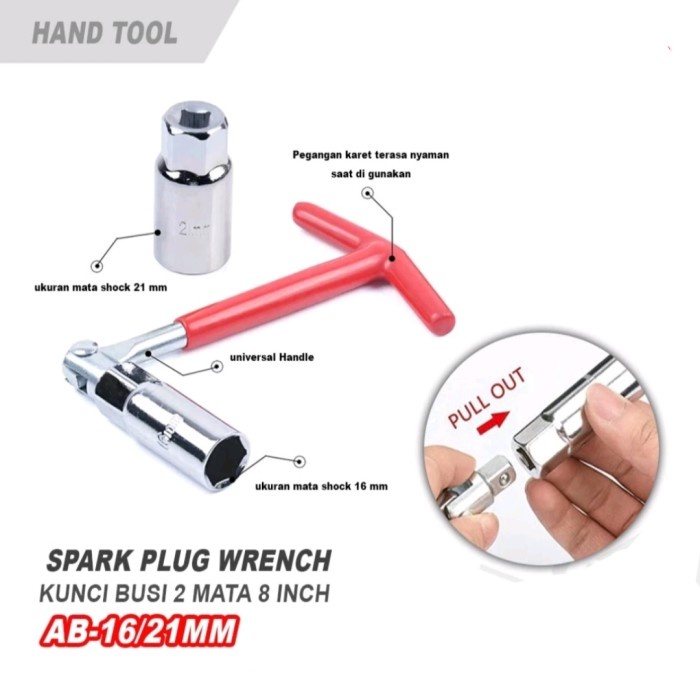 (NB) Kunci busi FLEXIBLE 16MM+21MM 2in1 fleksibel sock sok spark plug