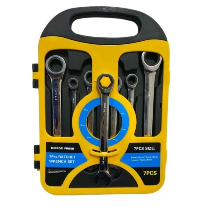 (NB) Kunci RING PAS RATCHET SET 7PCS 8-19MM ratchet wrench set 7 pcs