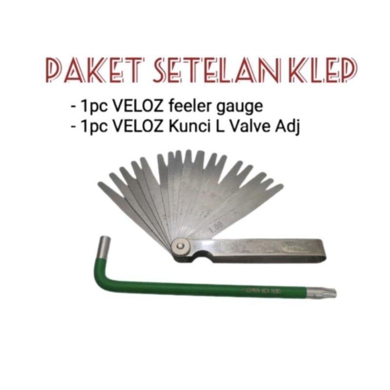 VELOZ PAKET SETELAN KLEP (Feeler gauge 13 blade + kunci L stel klep)