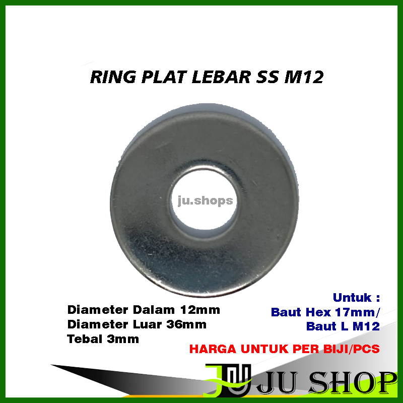 RING PLAT LEBAR M12 x 36 x 3.0 wide flat washer stainless