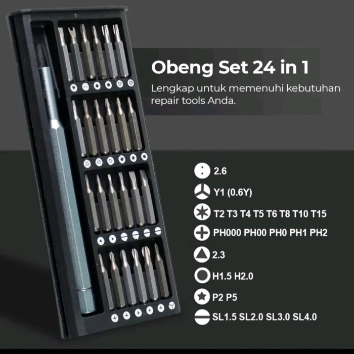 Obeng SET 24 IN 1 screwdriver kit hardware tools elektronik magnet