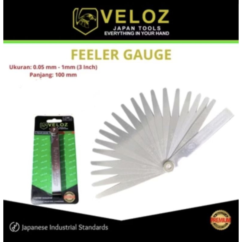 VELOZ feeler gauge 13 BLADES 0.05MM-1.00MM alat setel klep stel kelep