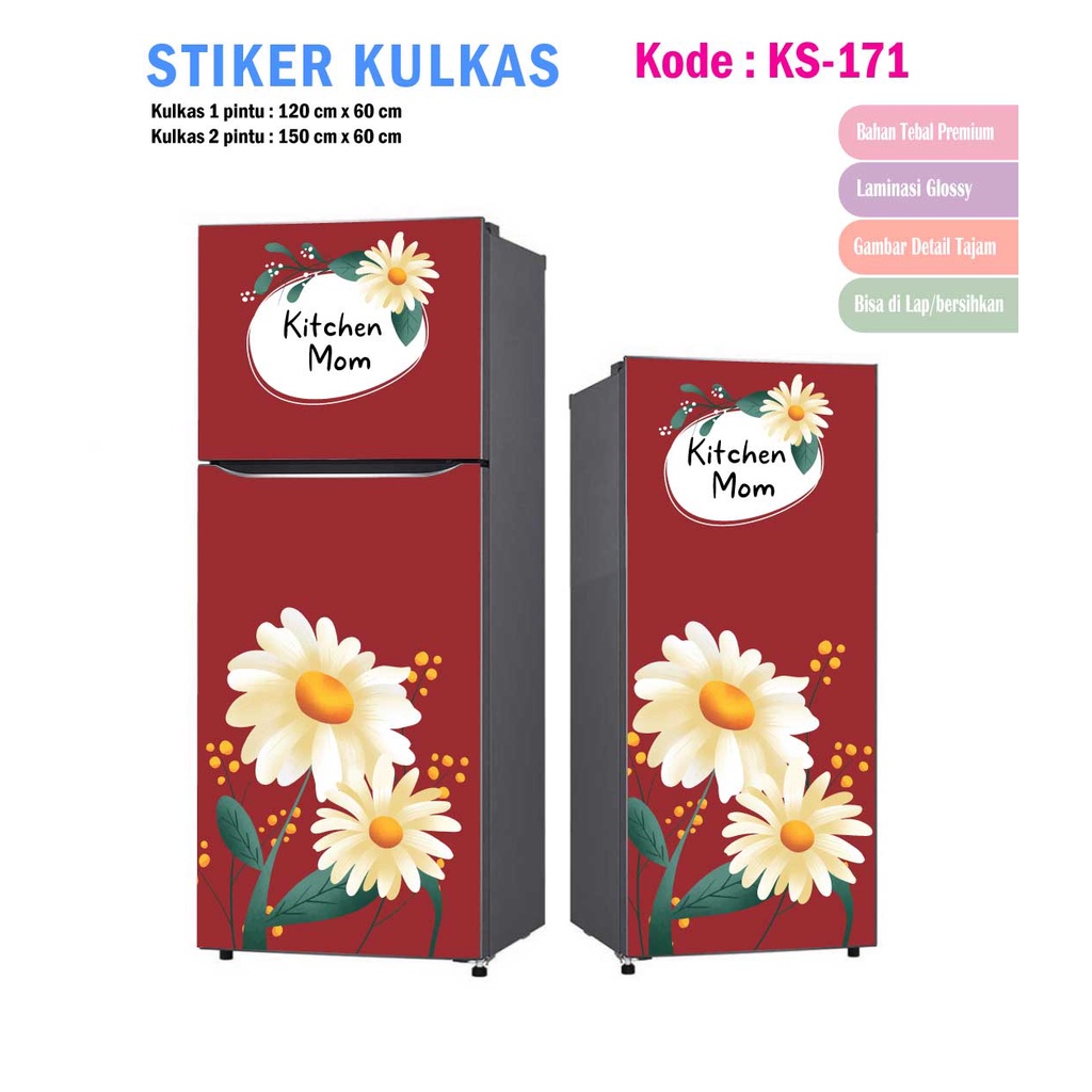 Stiker Kulkas 1 Pintu dan Sticker Kulkas 2 pintu Motif Bunga