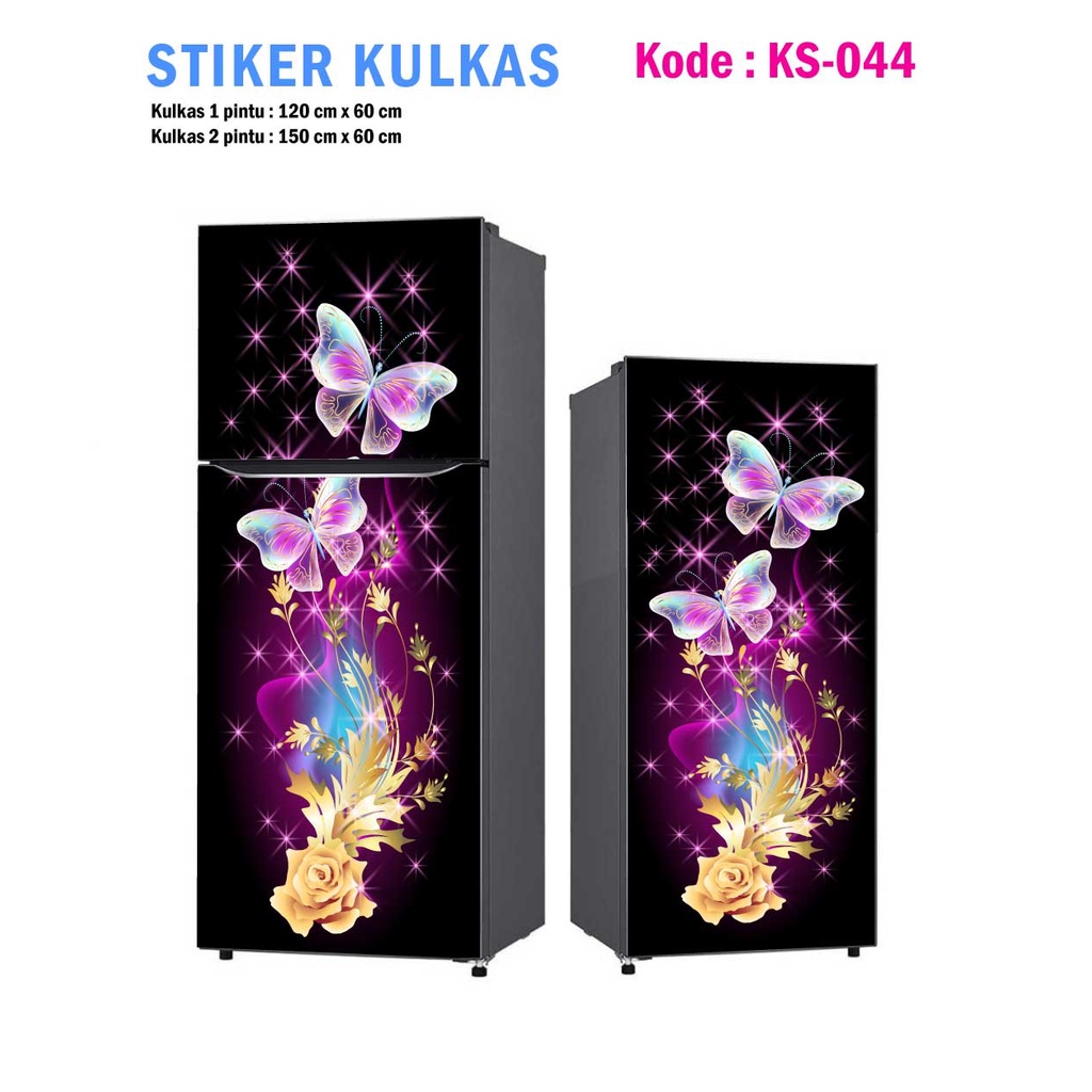 Stiker Kulkas 1 Pintu dan Sticker Kulkas 2 pintu Kupu-kupu pink biru