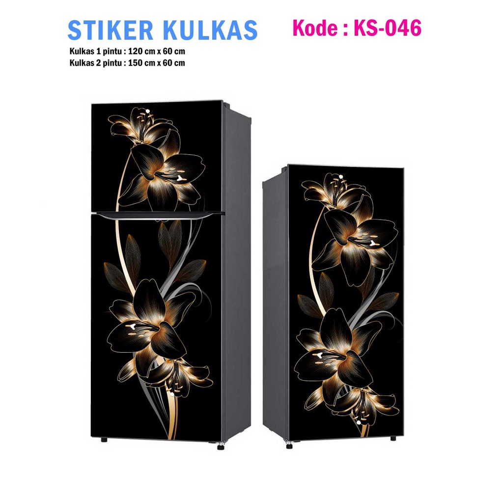 Stiker Kulkas 1 Pintu dan Sticker Kulkas 2 pintu Bunga Emas