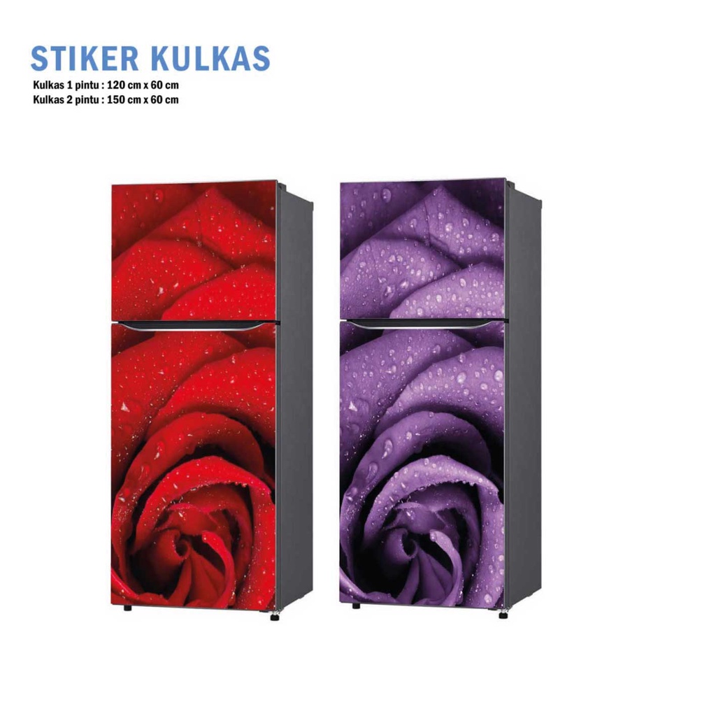 Stiker Kulkas 1 Pintu dan Sticker Kulkas 2 pintu Mawar Merah Ungu