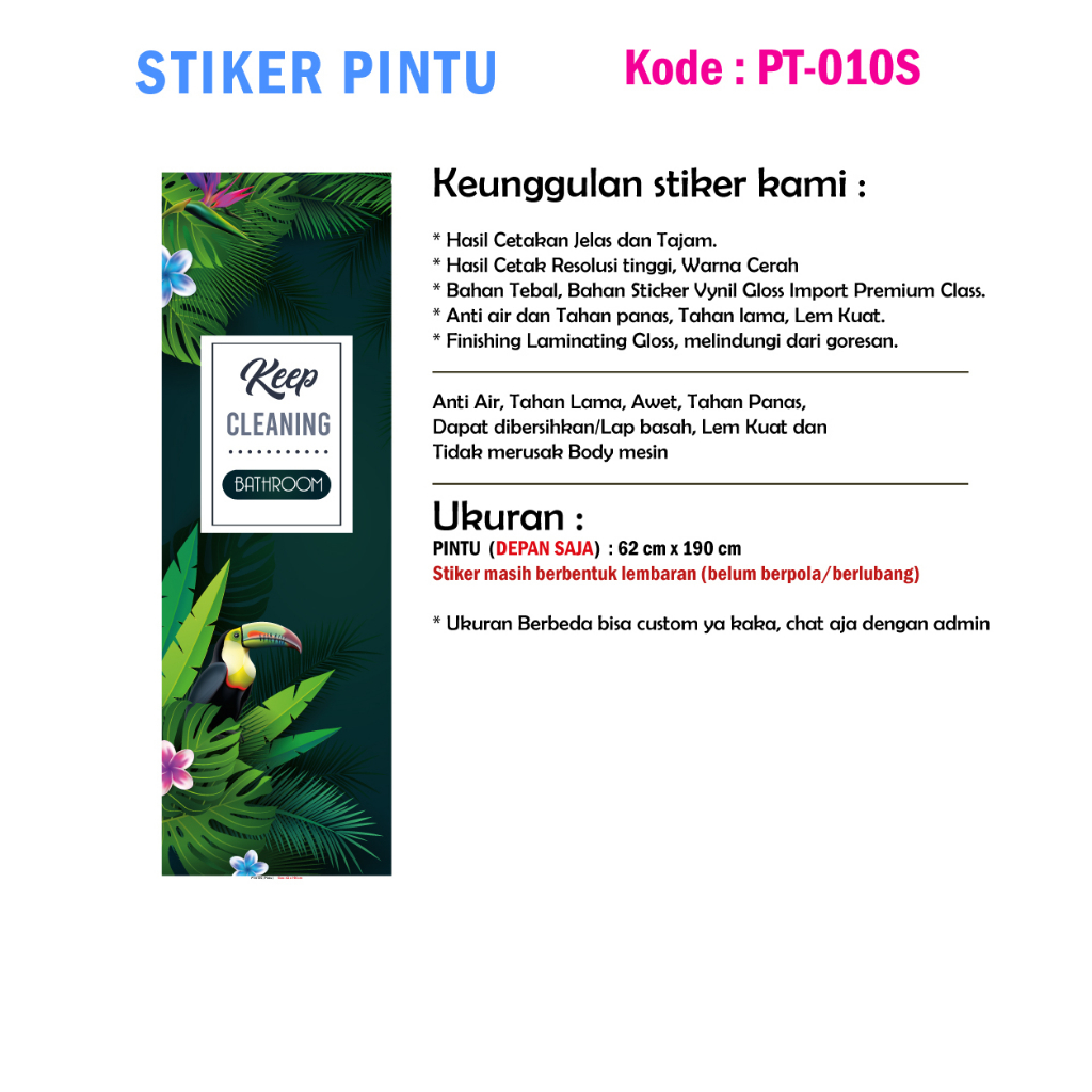 Stiker Pintu Kamar Mandi Motif Tanaman