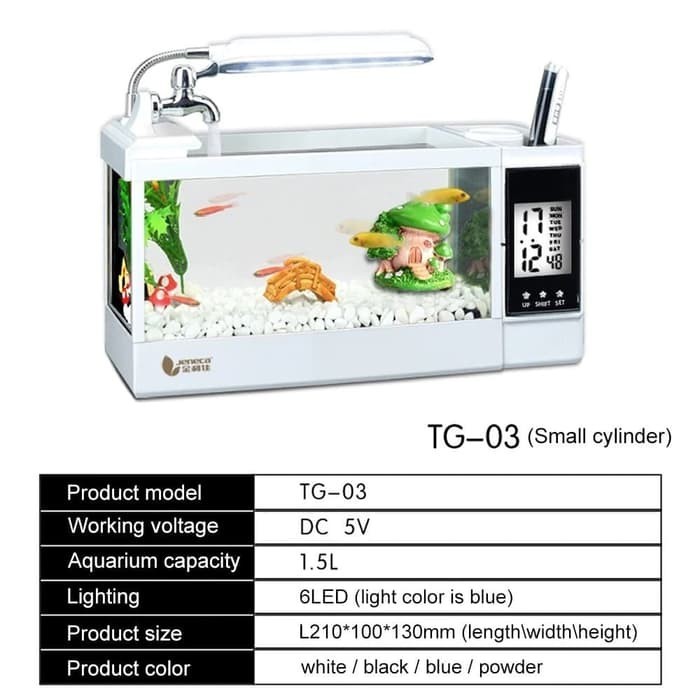 Aquarium Mini USB ( TG-03 ) Fish Tank Desktop Akuarium Ikan 