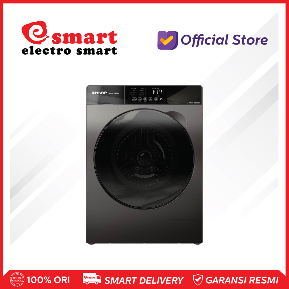 Sharp Mesin Cuci Front Loading 12,5 KG ES-FL1212SX J-Tech Inverter
