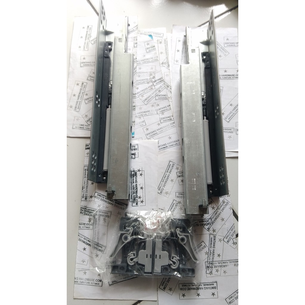 Rel Laci Tandem 30cm Klip On Slow Motion Double Track Sepasang Huben TD-27 Full Extension Murah