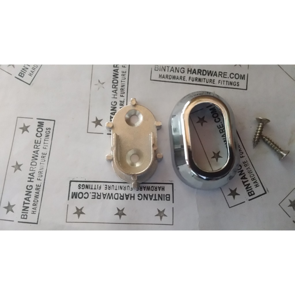 Bracket Tutup Dop Pasangan Pipa Oval 15x30mm Gantungan Baju Lemari 503C