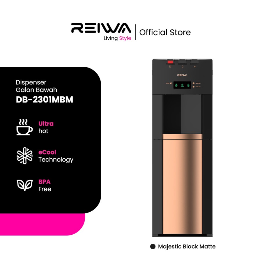 Reiwa Dispenser Galon Bawah DB-2301MBM Majestic Black Matte
