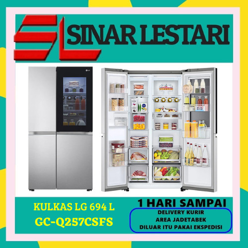 KULKAS LG GC-Q257CSFS SIDE BY SIDE 694 L INSTAVIEW DOOR IN DOOR THINQ+