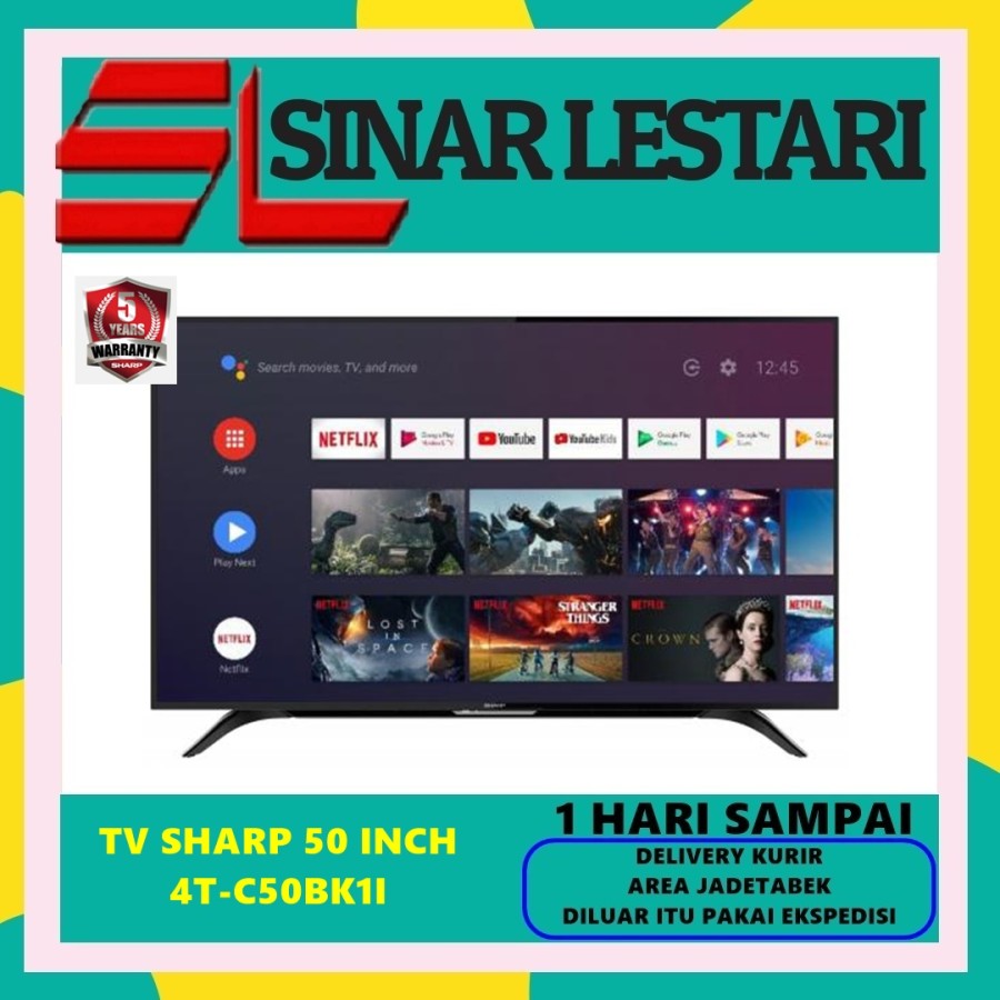 NEW TV SHARP 50 INCH 4T-C50BK1I UHD 4K SMART ANDROID TV BESTPRICE