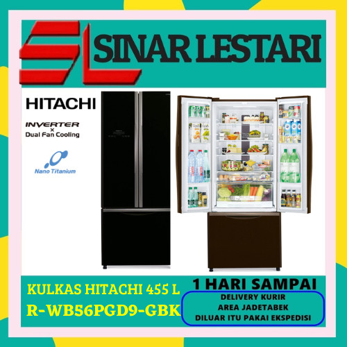 HITACHI R-WB56PGD9-GBK KULKAS SIDE BY SIDE DUAL FAN COOLING 455L